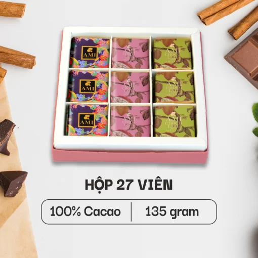 HỘP SÔ-CÔ-LA 100% CACAO (27 viên - 135g)