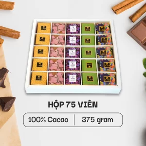 HỘP SÔ-CÔ-LA 100% CACAO (75 viên - 375g)