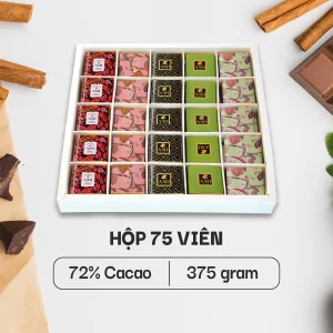 HỘP SÔ-CÔ-LA 72% CACAO (75 viên - 375g)