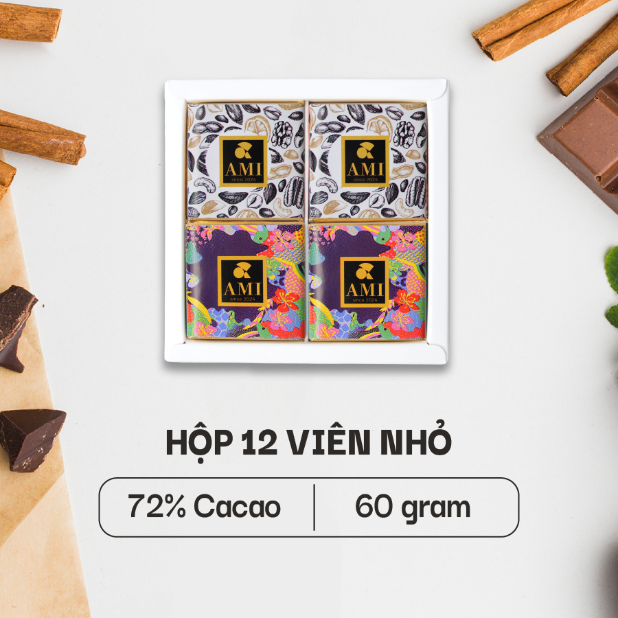 SÔ-CÔ-LA 72% CACAO (Mẫu 6) (12 viên - 60g)